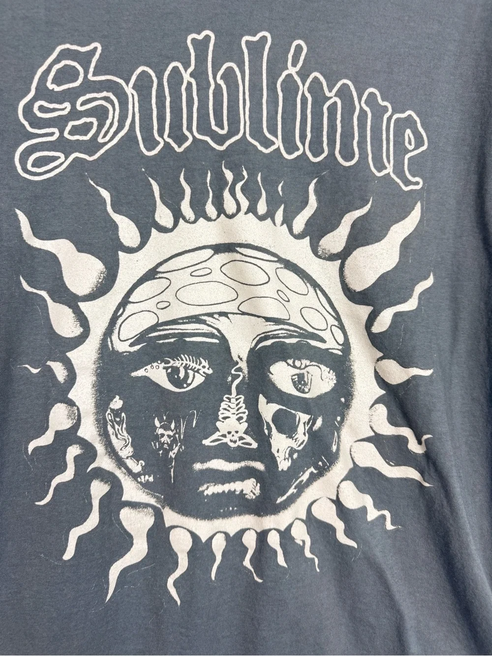 Sublime Sun Face Graphic Tee Mens Large Charcoal Gray Cotton Music Punk Rock